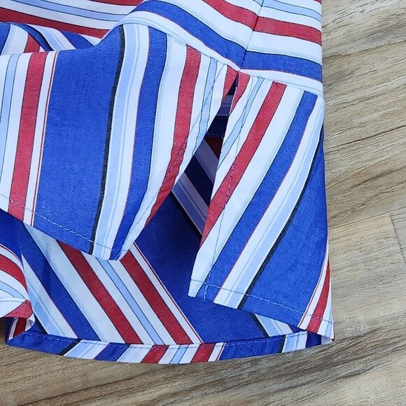 🍑Tommy Hilfiger Blue Striped Sleeveless Peplum Top Medium - Picture 7 of 9